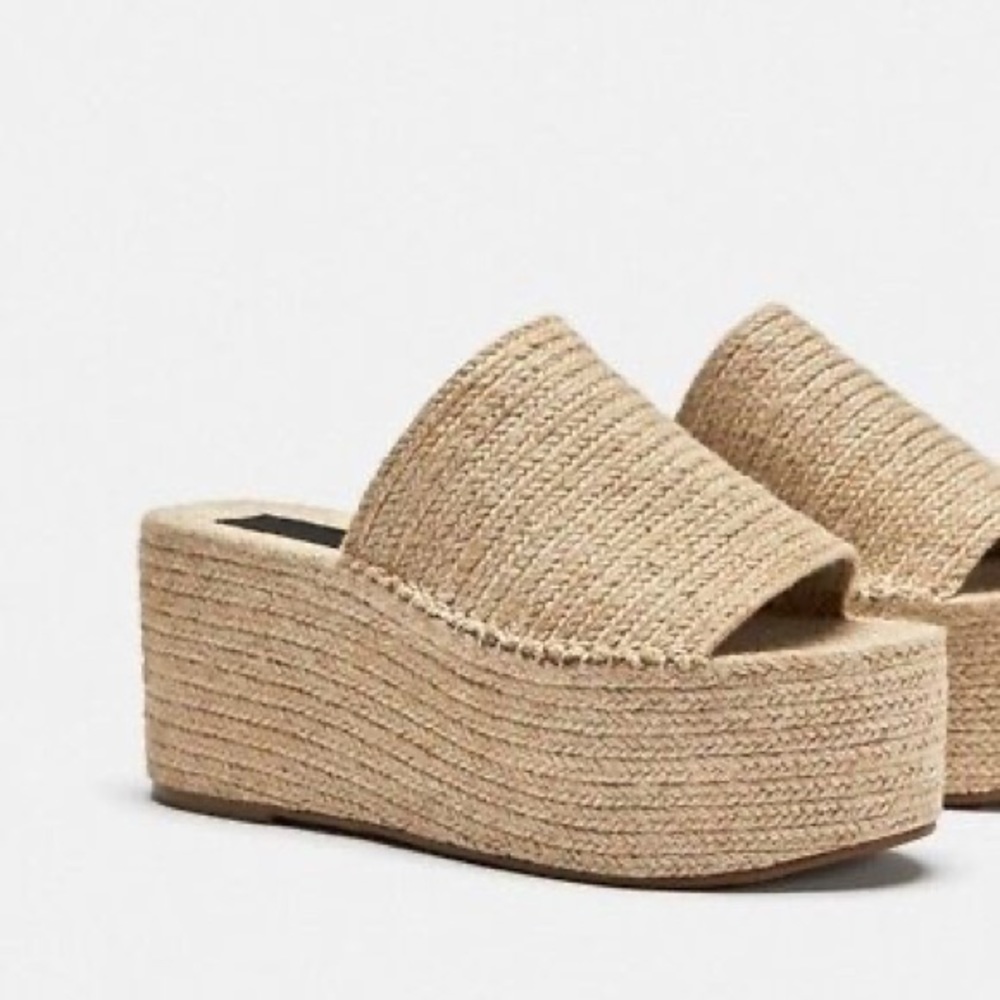 Size 7 Zara Jute Platform Sandals - perfect summer shoe